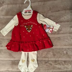 Red Christmas Baby Dress Set